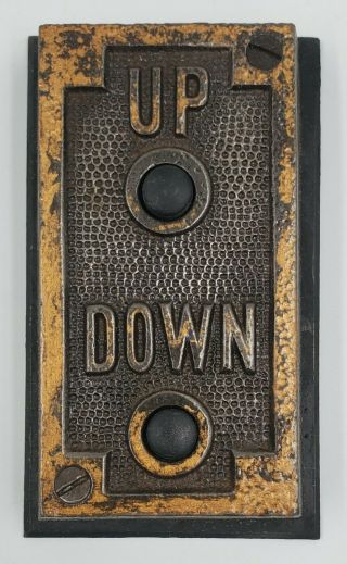 Vintage Antique Elevator Up Down Plate With Buttons (b)