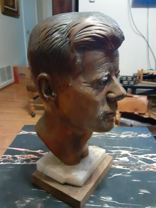 Vintage John F Kennedy Copper Jfk Bust Statue Sculpture Great Patina 4.  6lbs 11 "