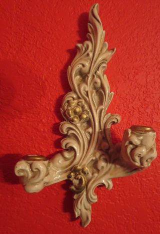 2 Exquisite Vintage French Giltwood Pair Wall Sconces Italy 2 Arm Candle Holder