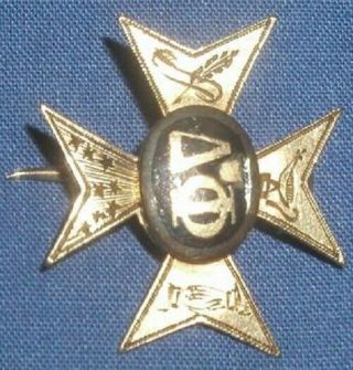 Antique Delta Phi 14k Gold Fraternity Pin Dated 1893 / Larger Size