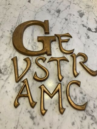 Gold Gilt Wooden Sign Antique Letters G S R E A T M V C Shop Sign Initials