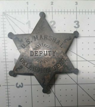 U.  S.  Marshal Deputy Oklahoma Territory Badge Marked Sterling