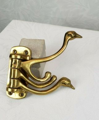 Antique Solid Brass Swan/ Goose Designed Coat Hall Tree Hook Swivel Coat Hanger