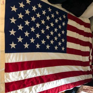 Vintage American 50 Star Flag 100 Cotton - Bunting Valley Forge Flag 70s 9 