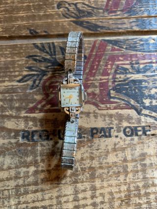 Vintage Women’s 14k White Gold & Diamond Waltham Wrist Watch 17 Jewels