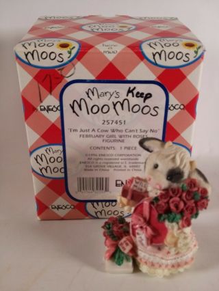 1996 Mary’s Moo Moos 257451 “i’m Just A Cow Who Can’t Say No” Girl With Rose 