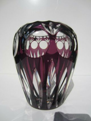 Vintage Nachtmann Crystal Vase Amethyst/purple Cut To Clear Bamberg Pattern