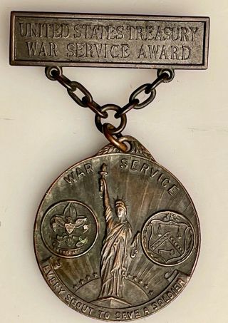 Antique Wwi 1918 United States War Service Award Medal Boy Scouts