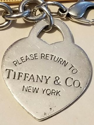 Vintage Tiffany & Co Large Heart Bracelet Sterling Silver Return To York 7.  5