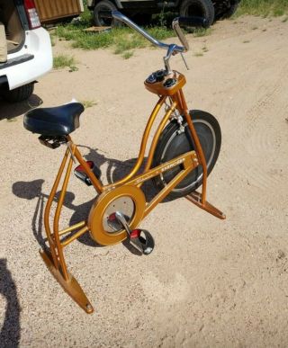Vintage Schwinn Exerciser Stationary Bicycle Gold Exercycle Hm536438
