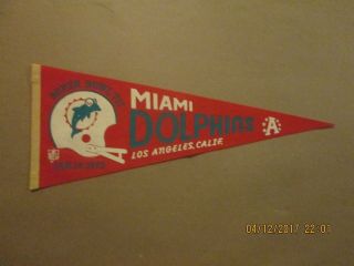 Nfl Miami Dolphins Vintage Circa 1973 Bowl Vii Logo Football Pennant