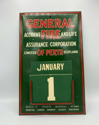 Vintage General Accident Perpetual Wall Calendar (metal)