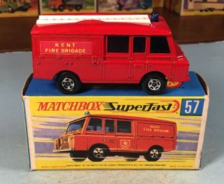 Vintage Matchbox Car Superfast Lesney Landrover Fire Truck No.  57