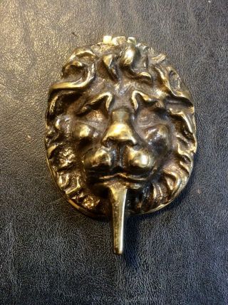 Antique Vintage Solid Brass Lion Head Door Knocker,  Old,  Reclaimed,  Detailed,  Patina