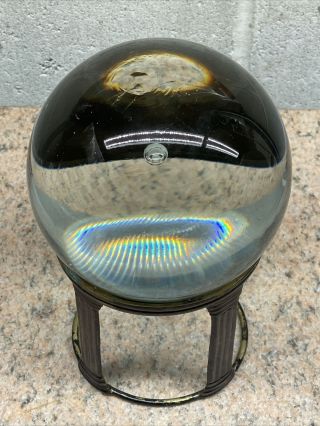 Vintage 5.  00” Crystal Ball on Brass Painted Stand 2