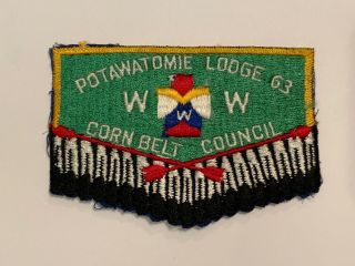 Order Of The Arrow Potawatomie Lodge 63 S1a Rare First Flap