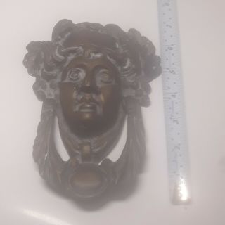 Vintage Brass Roman Goddess Woman Door Knocker 7 "