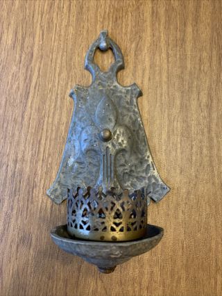 Antique Metal Cast Iron Gas Lamp Wall Sconce Fleur De Lis Motif