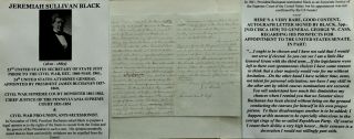 President Buchanan Secy State Civil War Secession Attorney General Letter Signed