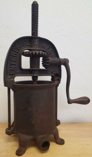 Antique Vintage Enterprise Mfg Co Cast Iron Sausage Stuffer Fruit Press Machine