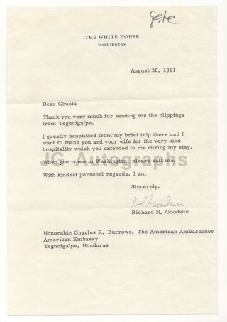Richard N.  Goodwin - John F.  Kennedy Speechwriter - Signed Letter (tls),  1961