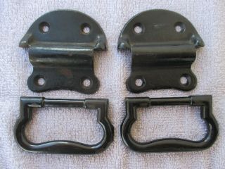 cast iron NOS drop handle black trunk - chest handles 3