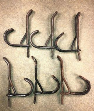 6 Vintage Antique Twisted Wire Coat Hat Hooks Screw In Style 3 " Farmhouse Rustic