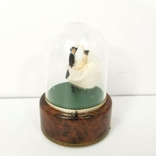 Vintage Swiss Reuge Music Box Dome Dancing Couple Wedding March