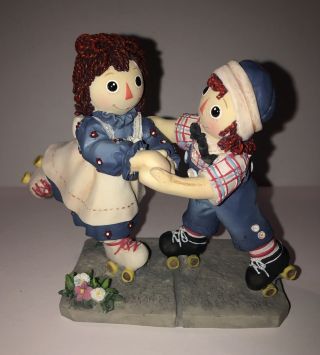 Enesco Raggedy Ann & Andy Figurine Our Friendship Is On A Roll Rare