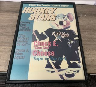 Vintage Cec Chuck E.  Cheese Hockey Dallas Stars Poster Phase 3 Rare