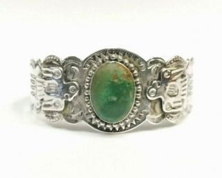 Vintage Green Turquoise Sterling Silver Southwestern Style Cuff Bracelet
