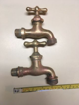 2 Vintage Brass Water Spicket Spigot Water Nozzle Faucet