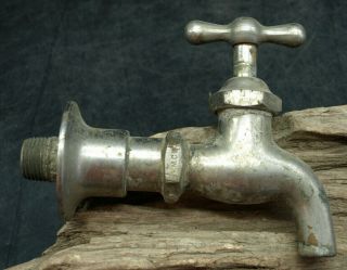 Vintage Set V.  M.  Co Hot Cold Water Nickel Brass Wall Mount Faucet Spigot Valve R5
