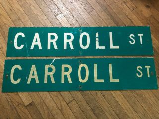 Vintage Carroll St Street Sign 42 " X 9 " White Lettering On Green