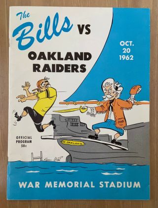 Vintage 1962 Afl Nfl Oakland Raiders @ Buffalo Bills Football Program October 20