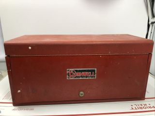 Vintage Cornwell Quality Tools Mechanics Chest 3 Drawer Tool Box Flip Top