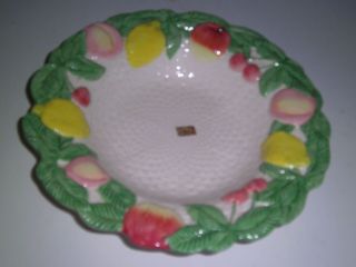 Fitz And Floyd Fruit Fair Large Bowl Hand Painted Basketweave 1990 12 "