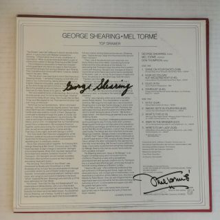 Mel Torme & George Shearing Top Drawer 983 Lp Concord Jazz Cj - 248 Signed