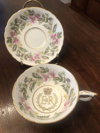 Paragon Queen Elizabeth Ii Coronation Tea Cup & Saucer England China 1953