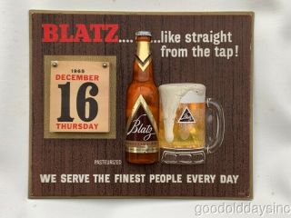 Vintage Blatz Beer Bottle Calendar Bar Sign Beer Mug 1965 Made In Chicago