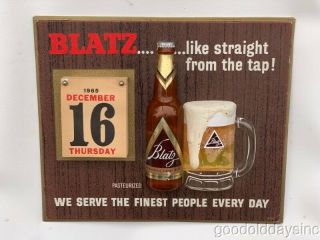 Vintage Blatz Beer Bottle Calendar Bar Sign Beer Mug 1965 Made in Chicago 2