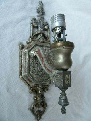 Vintage Deco Ornate Wall Sconce Antique Aluminum 13 " Tall