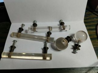 5 Vintage Retro Drawer Pulls/handles Clear Lucite/plastic Pulls And Knobs