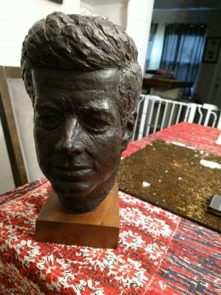 Vintage 1964 Austin Productions Inc John F Kennedy Head Bust Sculpture Statue10 "