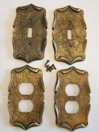 4 Vintage Brass Amerock Carriage House Light Switch Plates Covers Outlet Covers