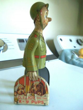 Vintage G.  I.  Joe & The K - 9 Pups Tin Wind Up Toy Unique Art Mfg.