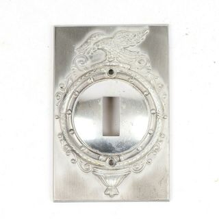 Vintage Mid - Century Federal Style Eagle Light Switch Plate Embossed Aluminum