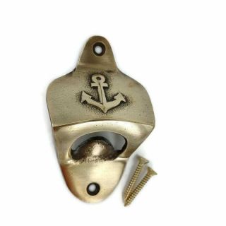 Anchor " Bottle Opener Solid Aged Brass Finish Polished Vintage Style