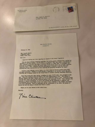 Bill Clinton Signed 1996 White House Seal Letter With Autograph Signature
