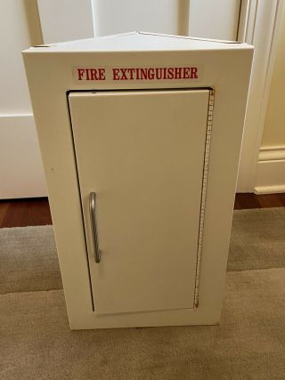 Vintage Corner Mount Fire Extinguisher Metal Cabinet Box - Industrial Cabinet